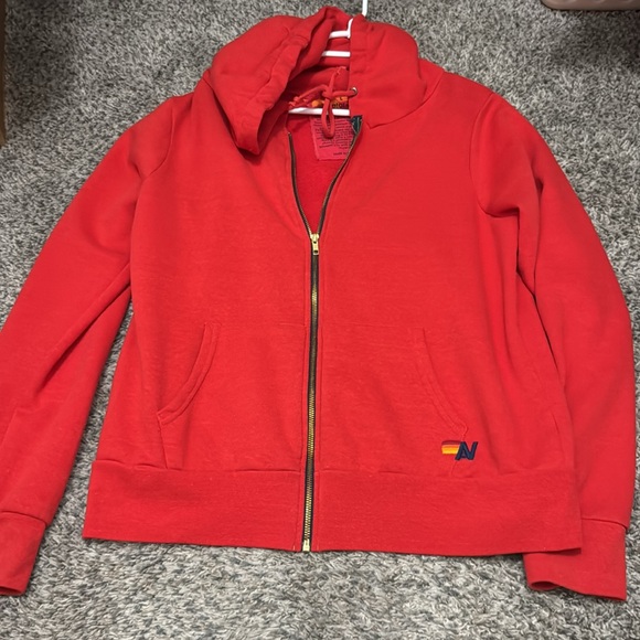 Aviator Nation bright red bolt hoodie full zip jacket large oversized ⚡️ - Picture 11 of 13
